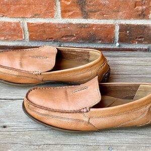 Clarks Collection Men's Soft Cushion Tan Slip On Loafers Driving Mocs Sz 10.5M